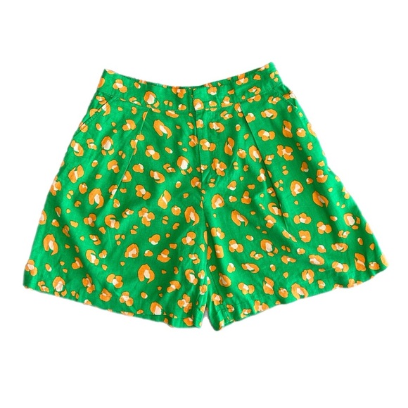 Tabitha Pants - Tabitha Green Shorts with Yellow Floral Spot Print